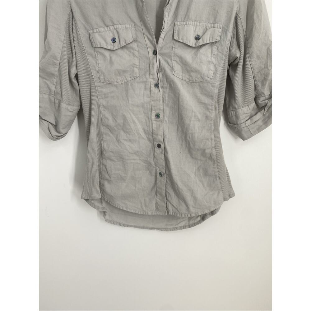 James Perse Button Up Shirt Women Size 2 Quiet Luxury Preppy Office Siren 1122 - Picture 5 of 11